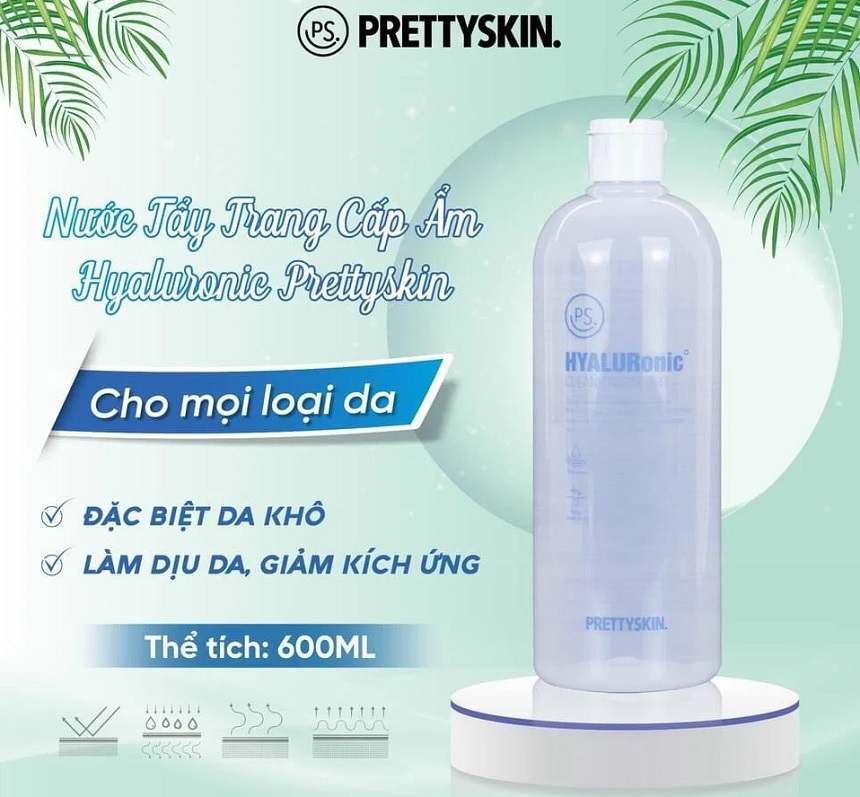 Nước Tẩy Trang Làm Sạch Dịu Nhẹ, Dưỡng Ẩm Cho Da Prettyskin HyaluRonic Cleansing Water 600ml