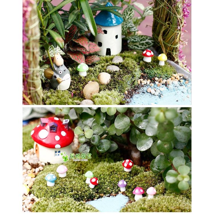 Phụ kiện set 5 nấm màu 1 cm làm tiểu cảnh, charm slime, decor mô hình, đồ handmade
