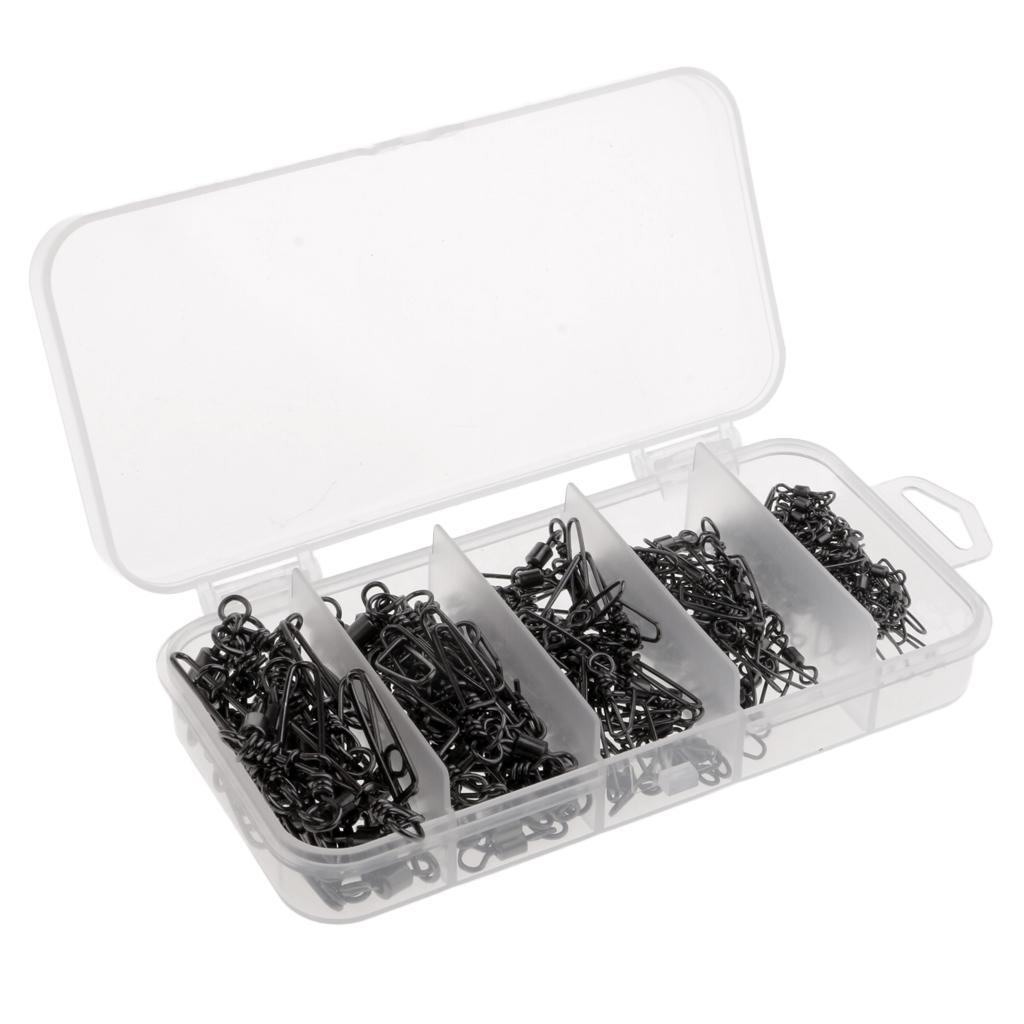 150Pcs Fishing Rolling Swivels With Coast Lock Snaps Line Hook Connectors