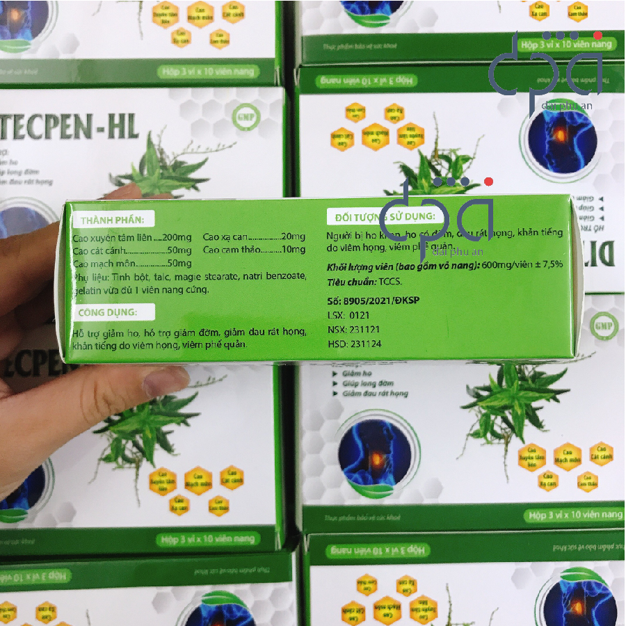 Thực phẩm bảo vệ sức khỏe Xuyên Tâm Liên DITECPEN-HL hỗ trợ giảm ho, đau họng, viêm phế quản