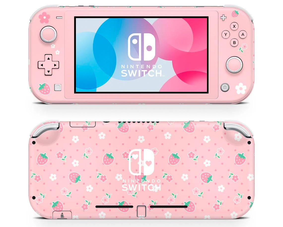 Skin decal dán Nintendo Switch Lite mẫu dâu tây (dễ dán, đã cắt sẵn)