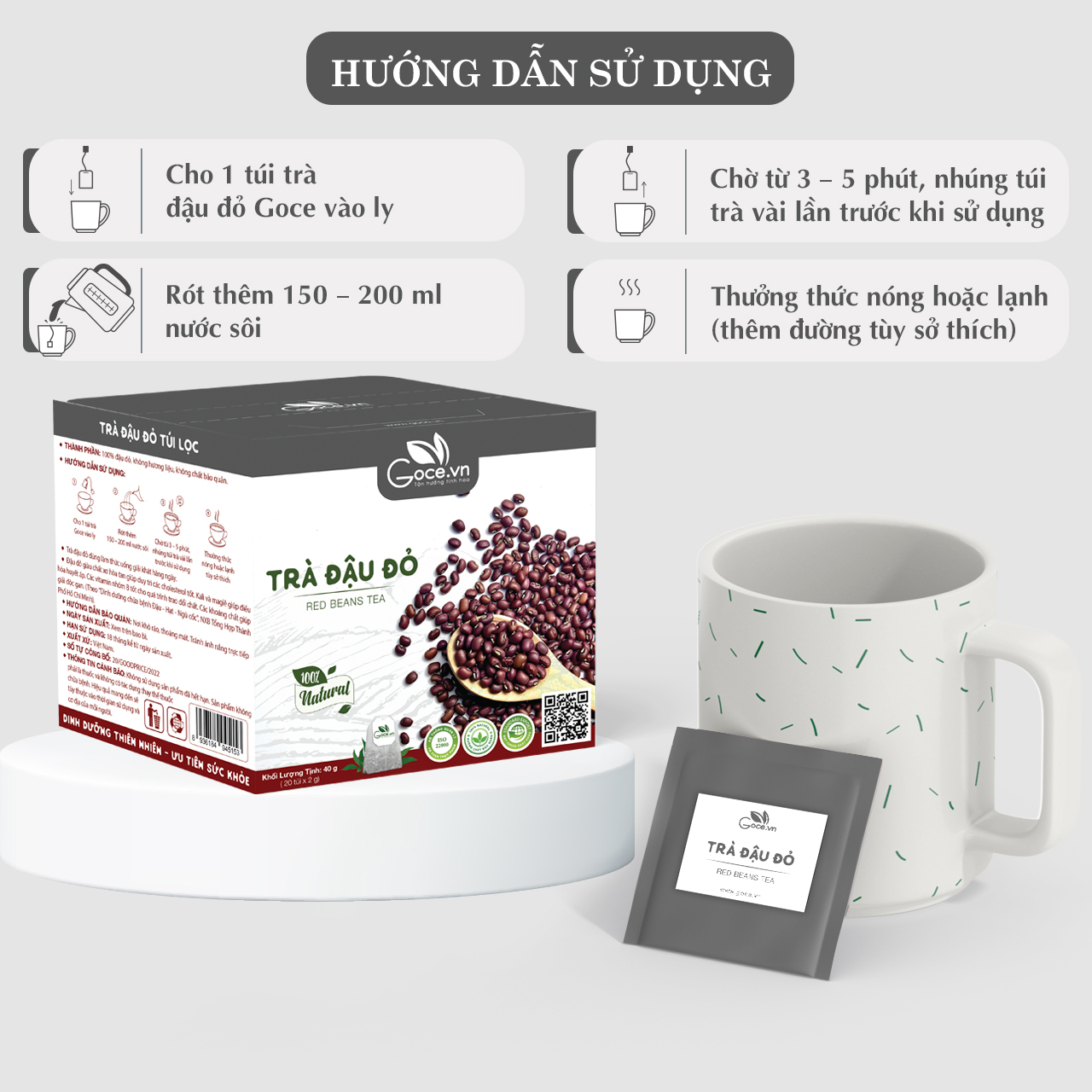 Trà đậu đỏ túi lọc Goce - Ổn định đương huyết