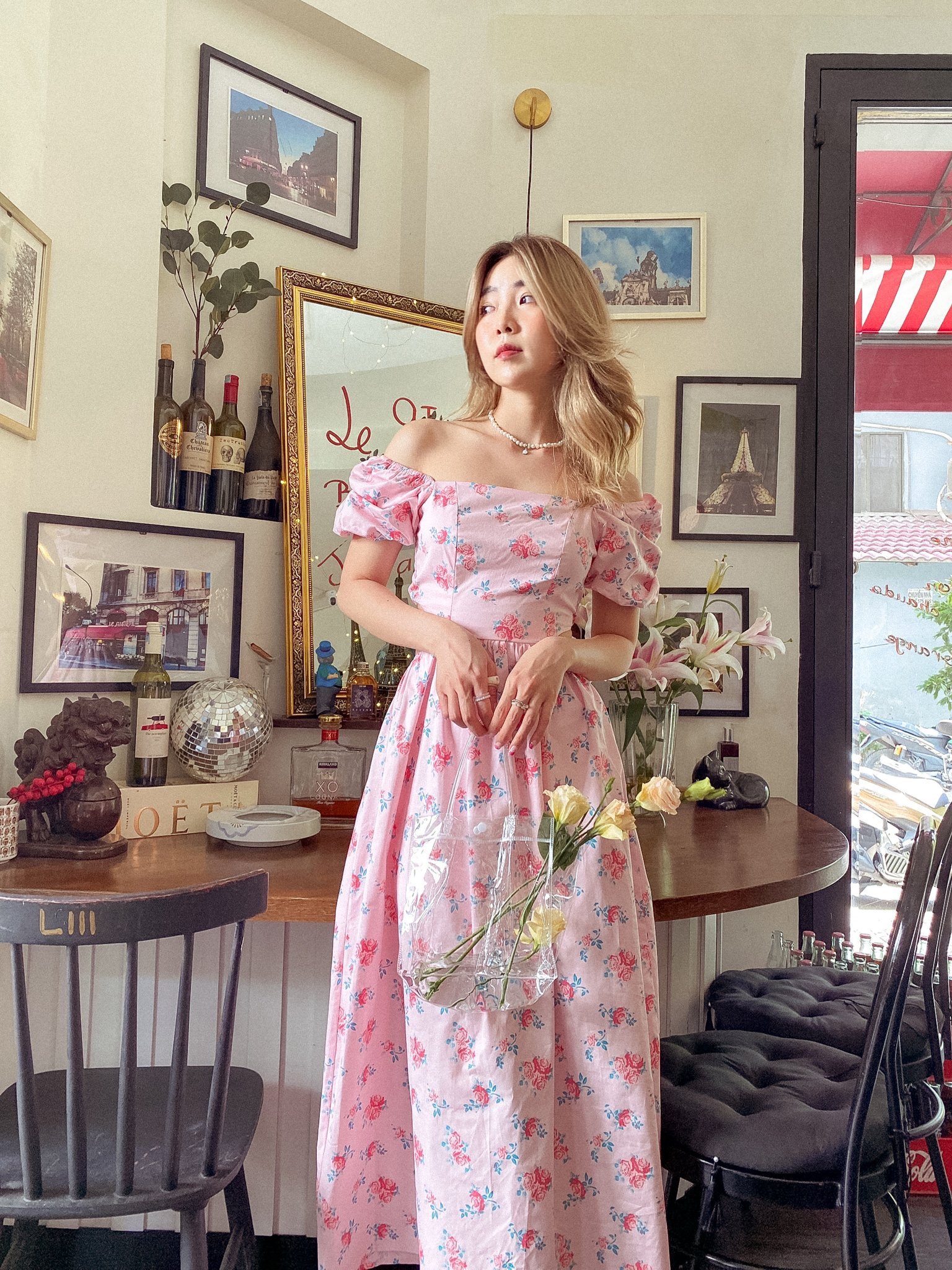 Đầm hồng dài hoa nhí vintage Magaly Pink Dress Gem Clothing SP060644