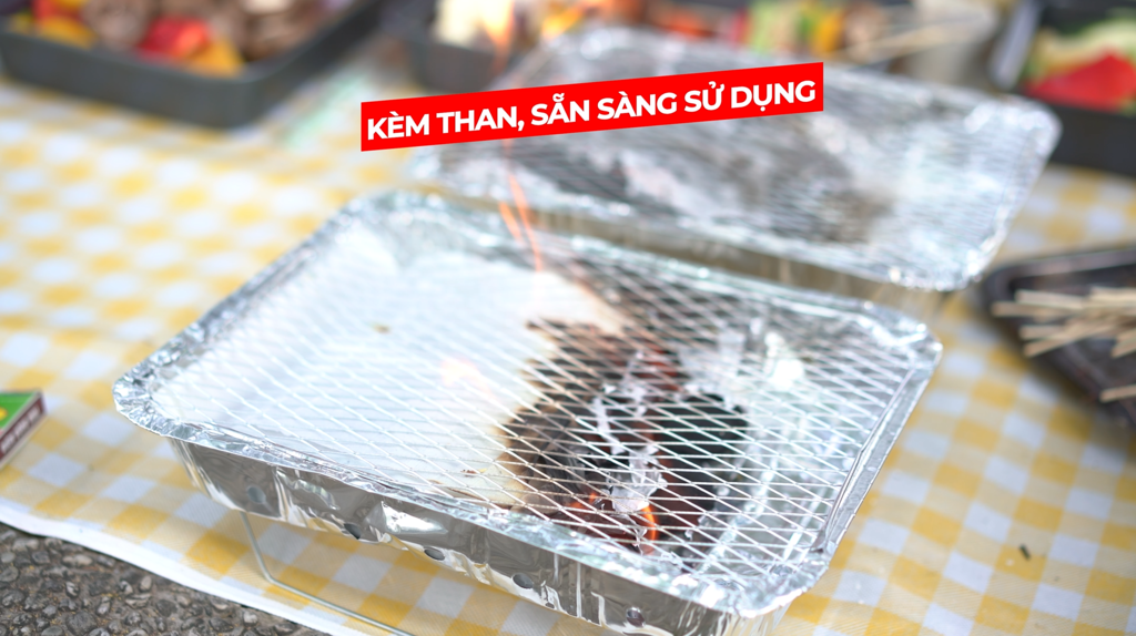 Khay Nướng BBQ Du Lịch Kèm Than Tiện Dụng Dùng 1 Lần Uncle Bills YH-B05-S