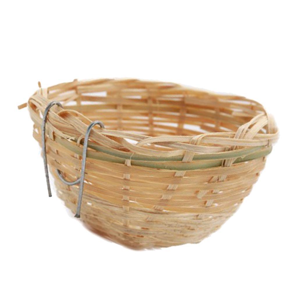 Bamboo Woven Small Bird Nest Hanging Cage Hatching for Finch Parrot Canary