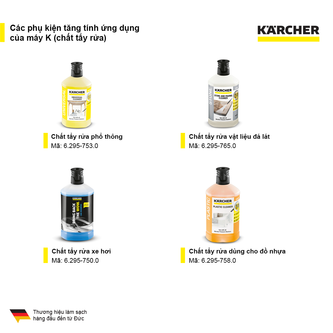 Combo Máy phun rửa áp lực cao Karcher K2 classic + Nước rửa 3 in 1 (1L)