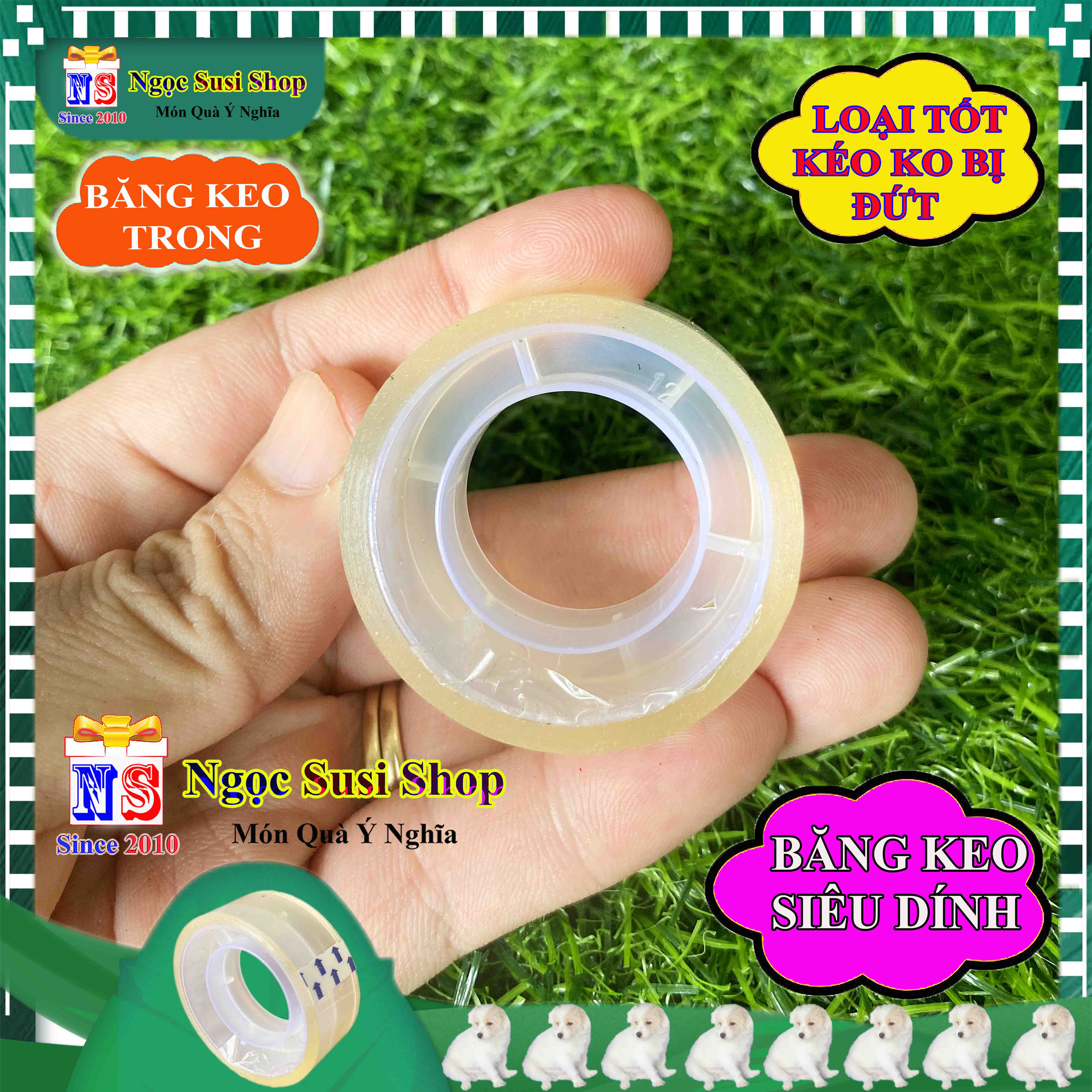 3 CUỘN BĂNG KEO TRONG NHỎ 0.4CM 10G SIÊU DÍNH - CUỘN BĂNG DÍNH TRONG