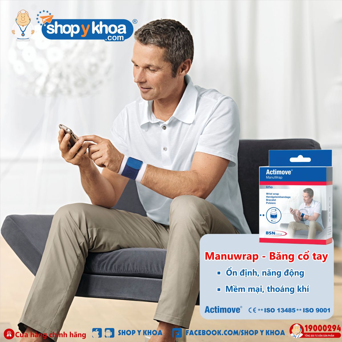 Băng cổ tay chấn thương và thể thao Actimove ManuWrap