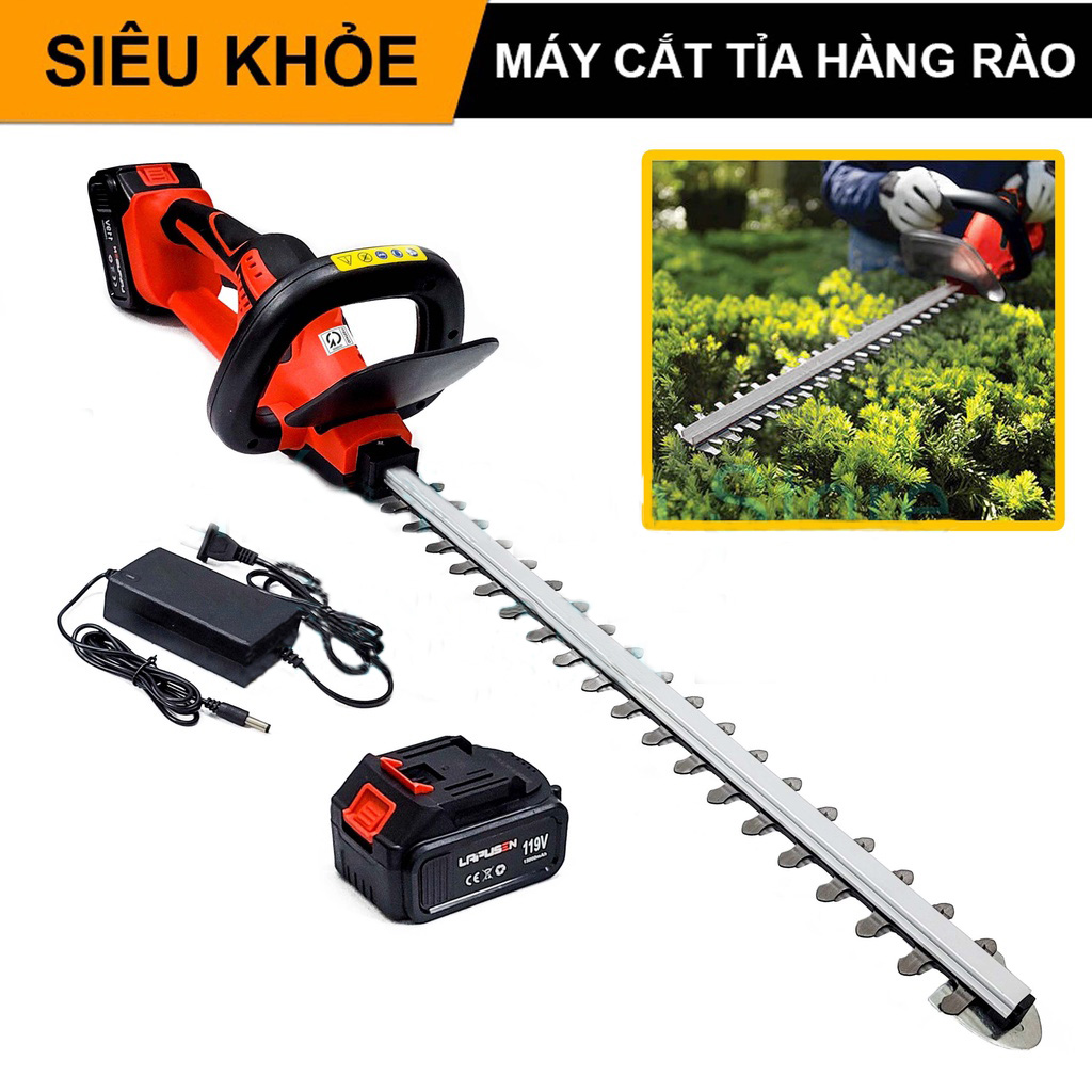 Máy cắt tỉa hàng rào, máy tỉa cây cảnh dùng pin Lapusen, chuẩn lõi đồng không chổi than