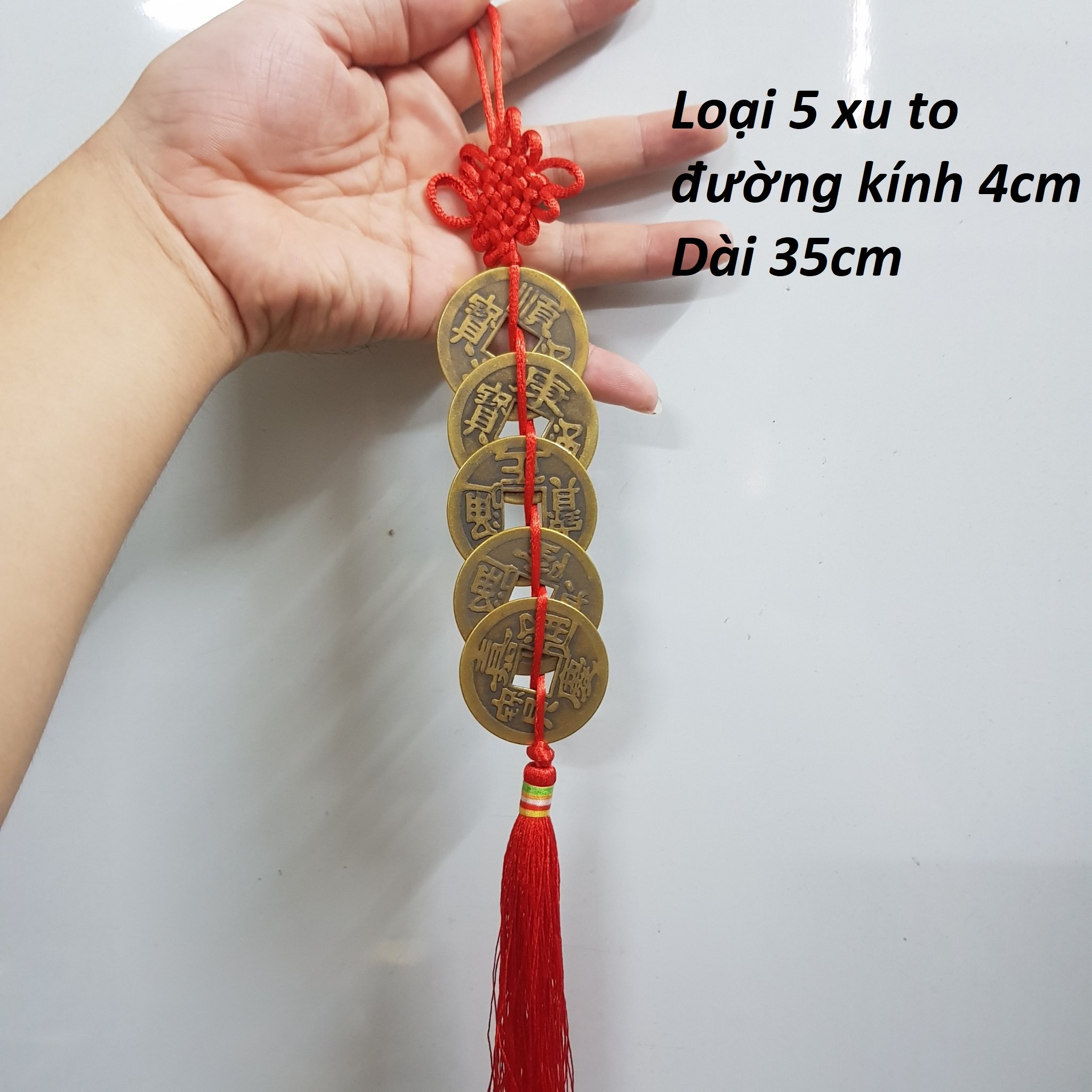 Dây tiền xu ngũ đế phong thuỷ bằng đồng