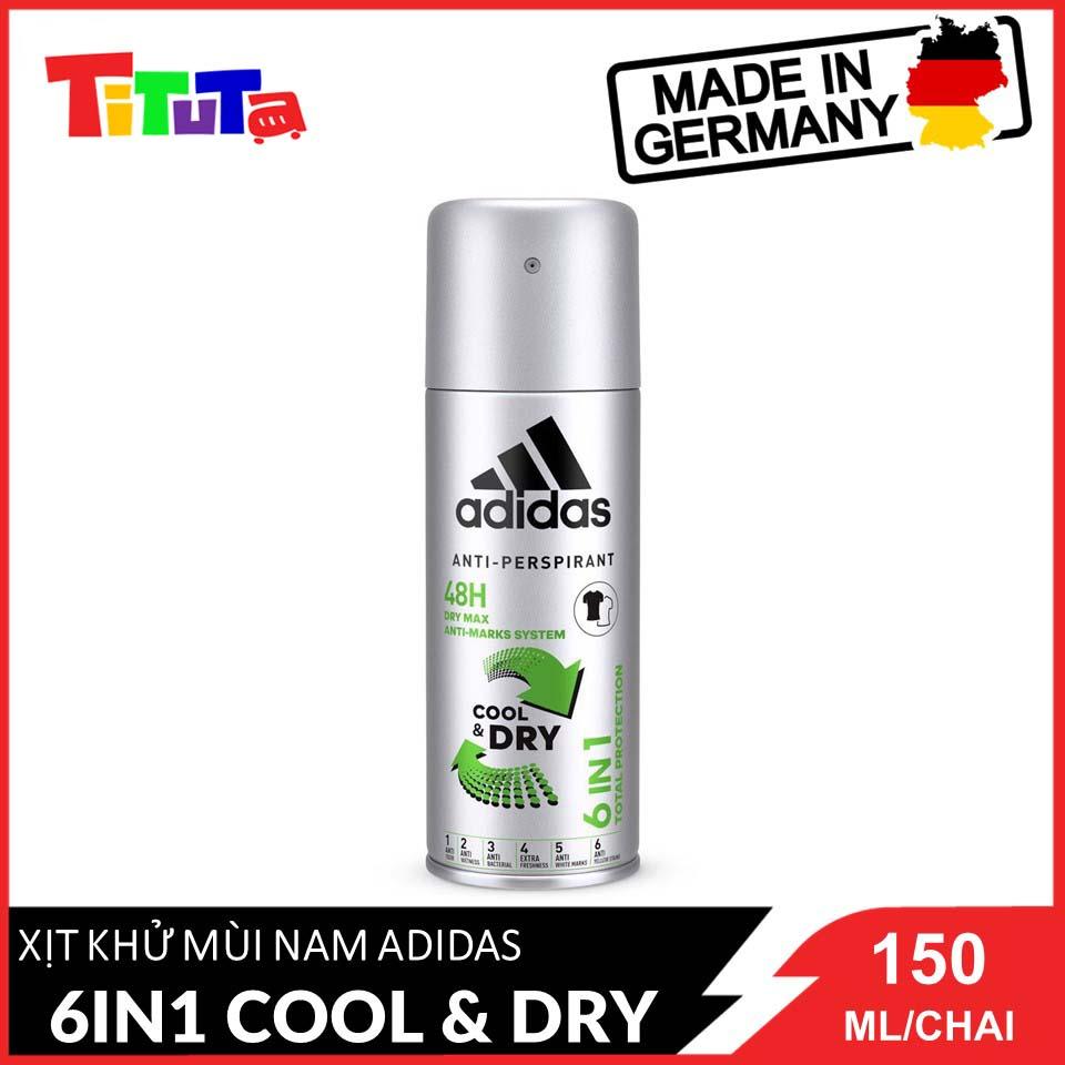 Xịt Khử Mùi Toàn Thân Nam Ngăn Mồ Hôi Adidas 6 In 1 Cool &amp; Dry 150ml