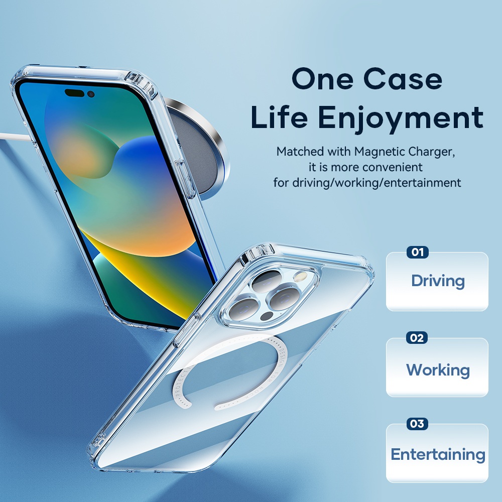Ốp lưng chống sốc trong suốt hỗ trợ sạc Maqsafe cho iPhone 14 Pro Max hiệu Rock Protection Maqsafe Magetic Case - hàng nhập khẩu