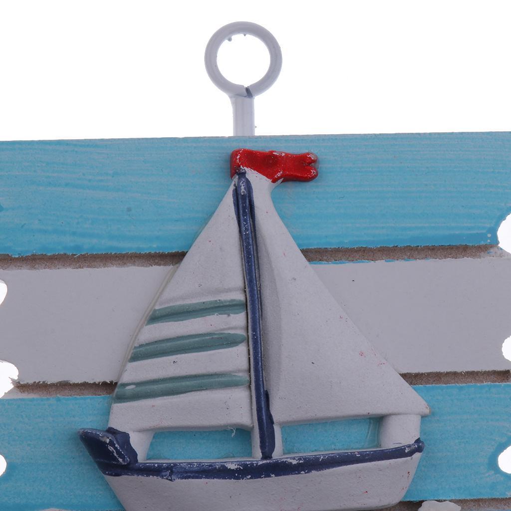 2pcs Nautical Decorative Seaside Wood &amp; Metal Hanger Coat Hooks Wall Rack