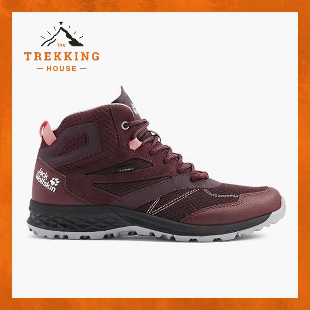 Giày leo núi trekking chống thấm nước Jack Wolfskin nữ, Giày phượt dã ngoại cổ lửng