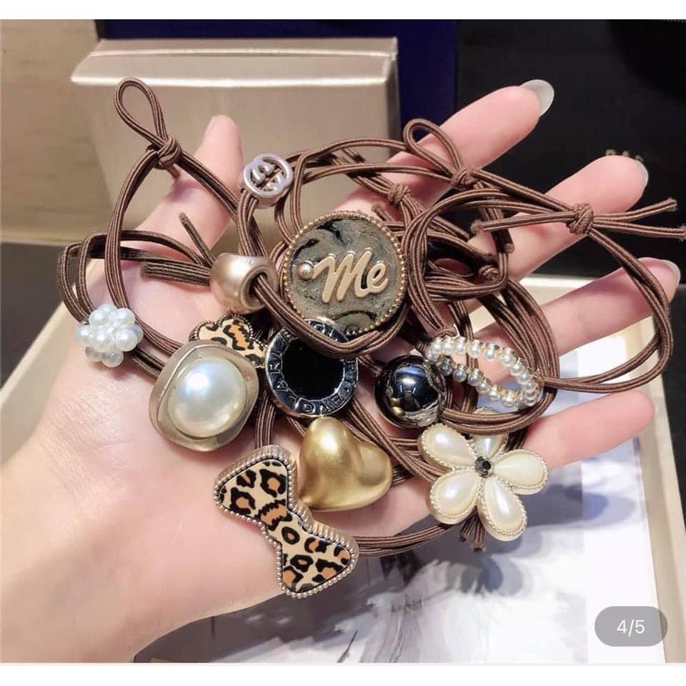 Dây buộc tóc set 20 chun buộc tóc túi nhựa trong mix nhiều hình dễ thương