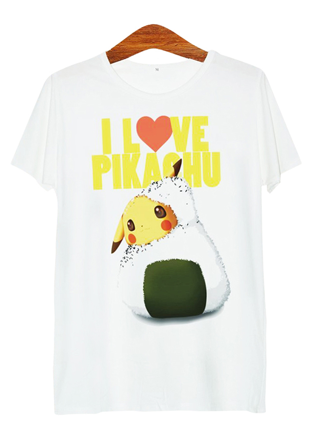 Áo thun tay màu Cơm nắm Pikachu ATMA134