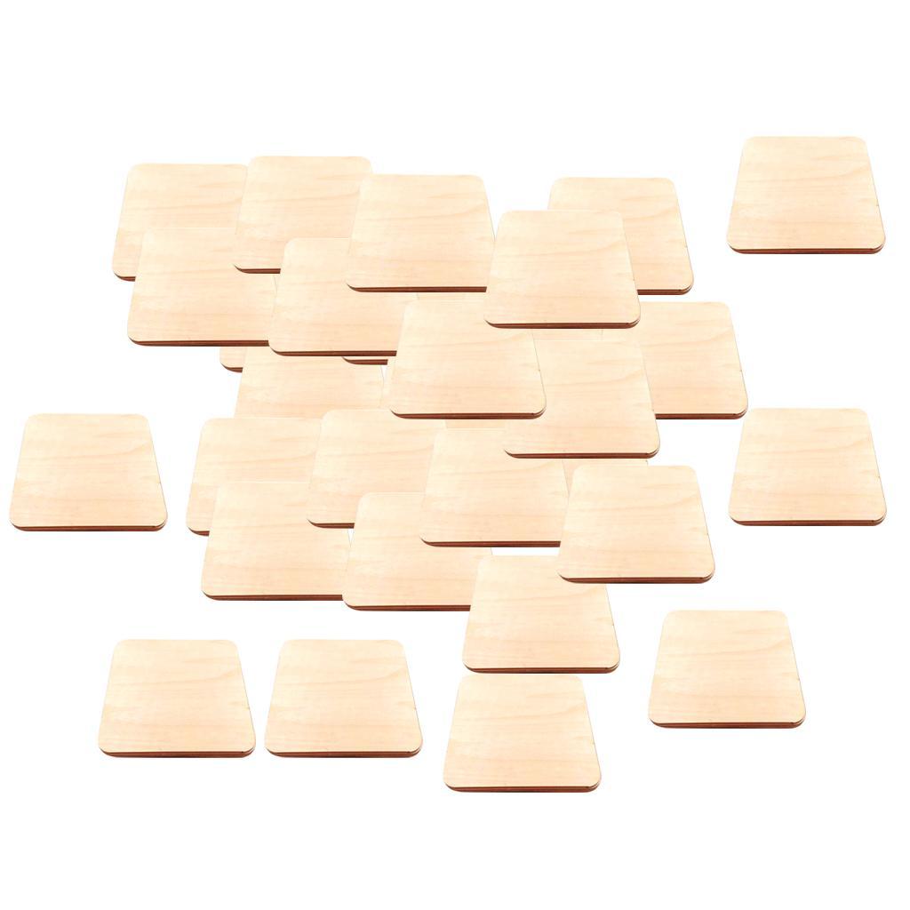 Set of 100 Square Blank Wooden Pieces Cutouts DIY Craft Supplies 1.6inch