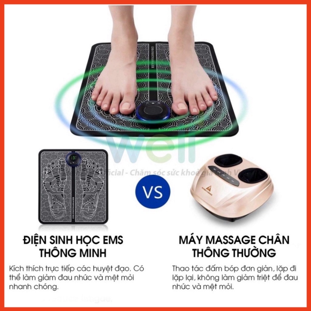 Thảm massage chân xung điện EMS , có đèn Led hiển thị giúp thư giãn thoải mái cho bàn chân và chân