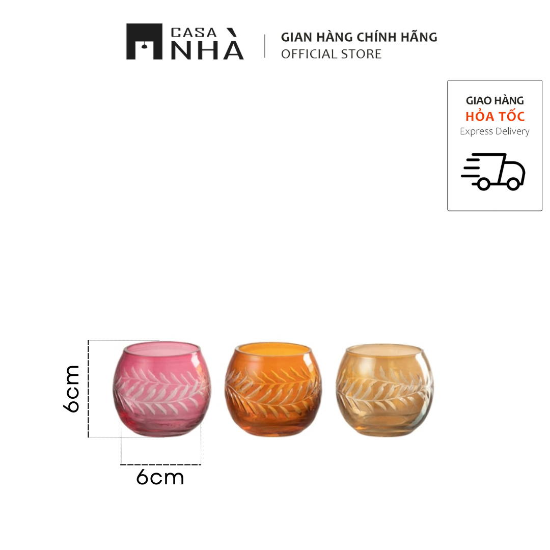 Ly đựng nến thủy tinh khắc họa tiết FIURALI - Ly đựng nến/ cốc đựng nến tealight 3 màu nhẹ nhàng