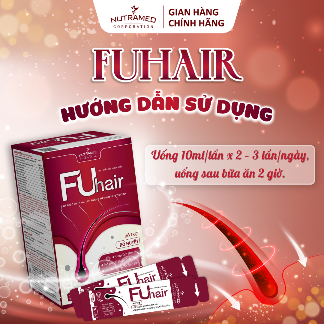 Gói uống Fuhair hỗ trợ bổ huyết, đen tóc, đẹp da cho phái đẹp (20 gói) - Nutramed