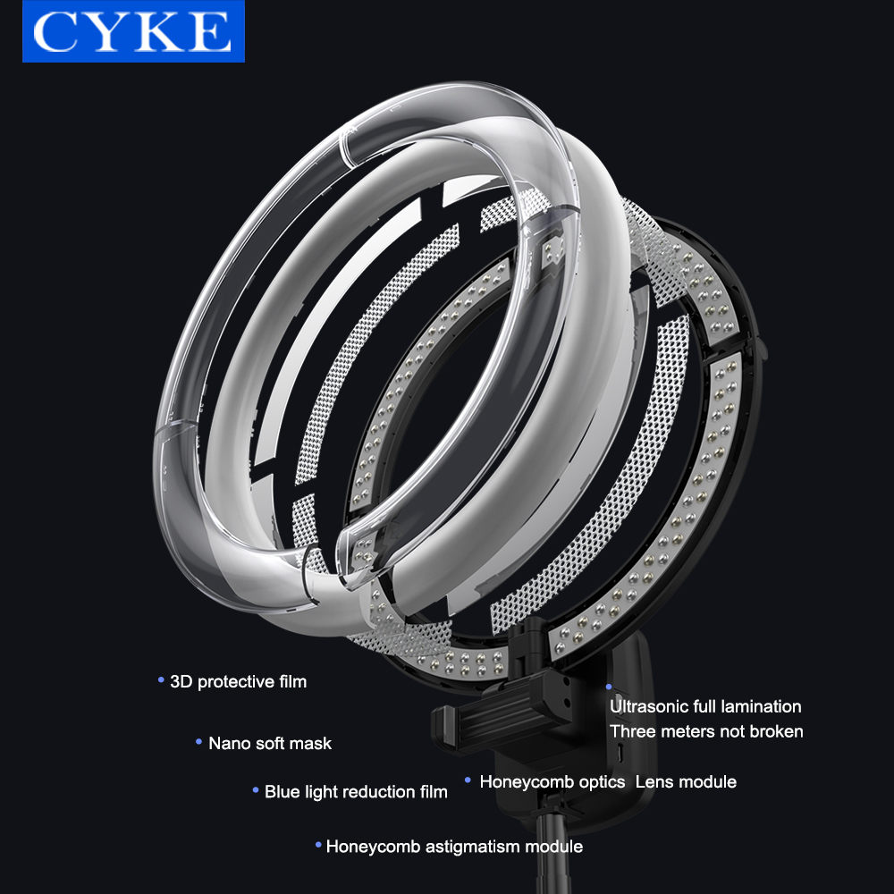 Đèn Livestream Led Fill Light không dây gấp gọn CYKE gồm giá đỡ 1 điện thoại, đèn chiếu sáng để bàn cho video makeup làm đẹp, đèn fill light chiếu sáng cho góc máy cao- Hàng chính hãng