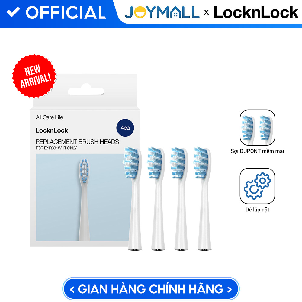 Bộ 4 đầu bàn chải thay thế ENR331WHT_RB, Hàng chính hãng, dùng cho bàn chải ENR331WHT, màu trắng - JoyMall