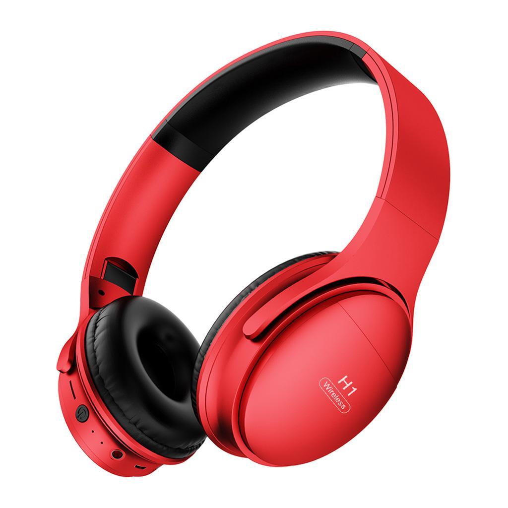 Over Ear Wireless Headphones Deep Bass Noise Cancelling Headset with Mic Red
