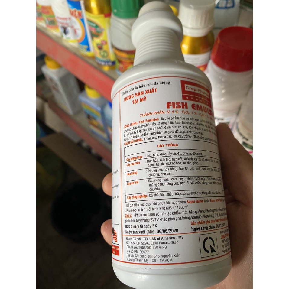 Phân bón (đạm cá) đậm đặc  FISH EMULSION Mỹ 500ml