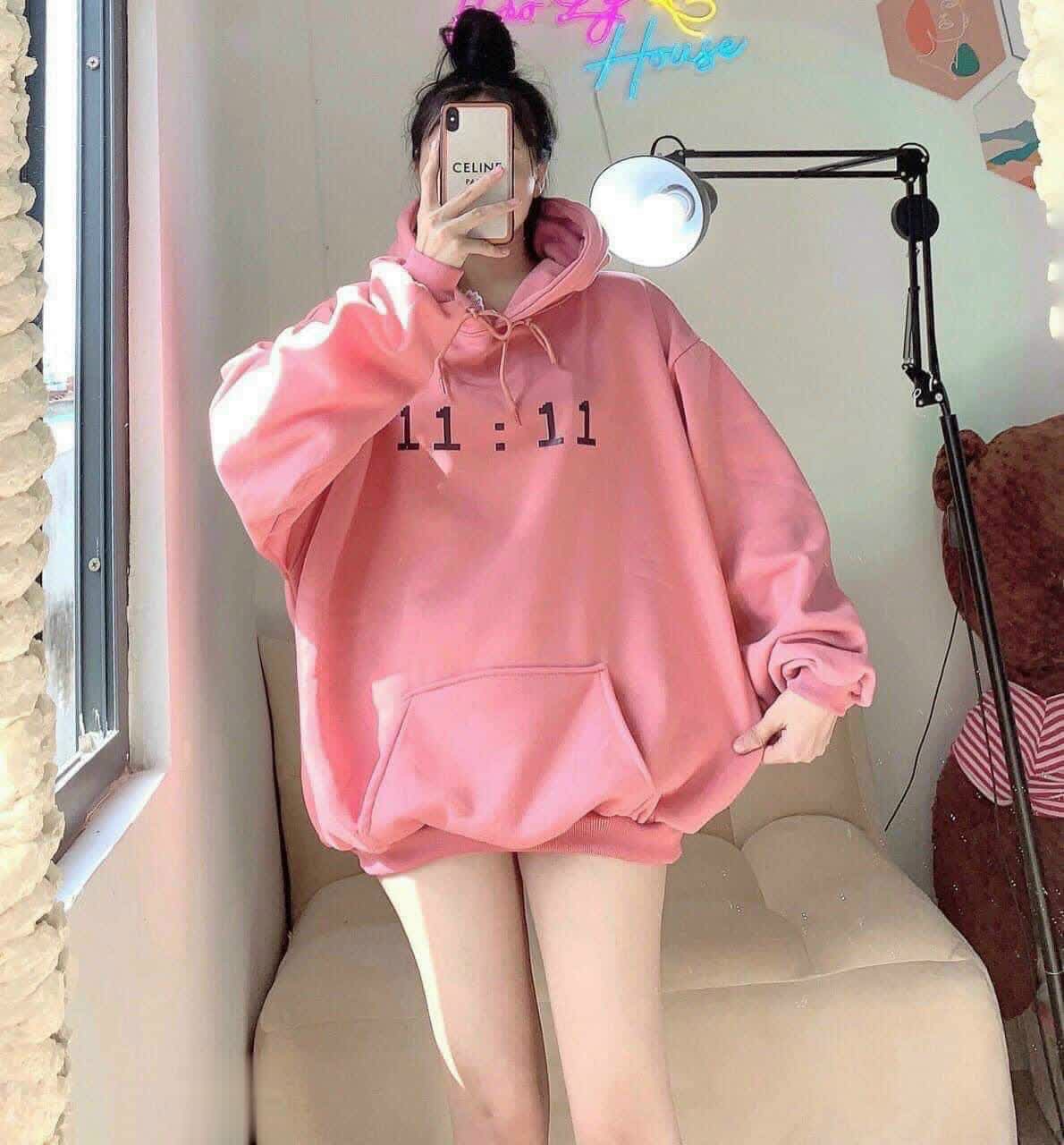 Áo Hoodie Tay Phồng Thụng Hàn Quốc 11 Giờ Cặp Nam NữFREESHIP ĐẸP-Khoác Nỉ Có Nón Mũ 2 Lớp Unisex Thu Đông Chống Nắng