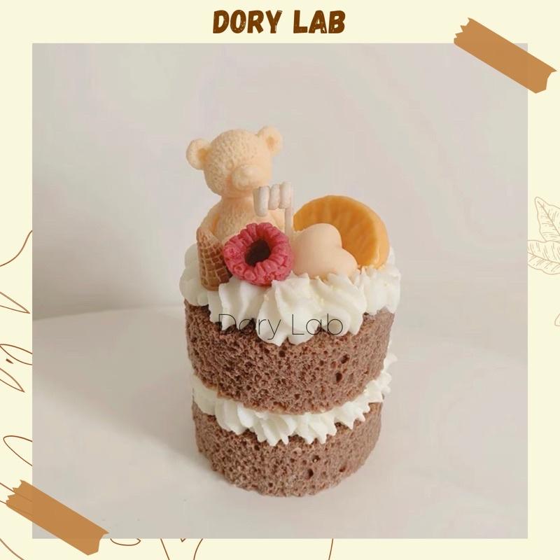 Nến Thơm Bánh Kem 2 Tầng Gấu Con Dễ Thương, Phụ Kiện Decor, Quà Tặng Độc Đáo - Dory Lab