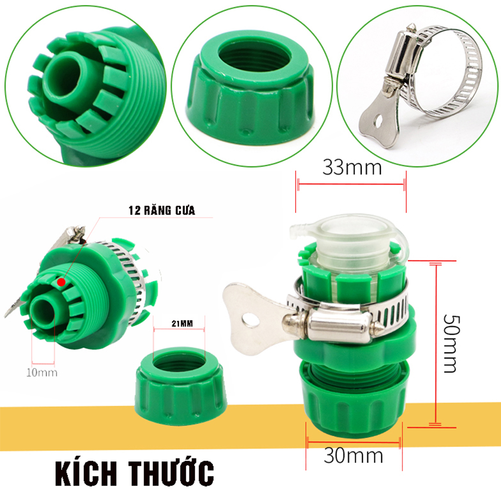 Đầu cút nối nhanh cho vòi nước ra dây ống nước mềm từ 14 hoặc 20mm dùng tưới cây hay rửa xe MIHOCO