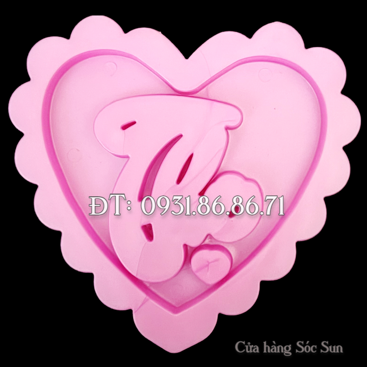 Khuôn ép xôi 4 mặt hình tim Phúc Lộc Thọ Hỷ loại 11 cm – Mã số 1915