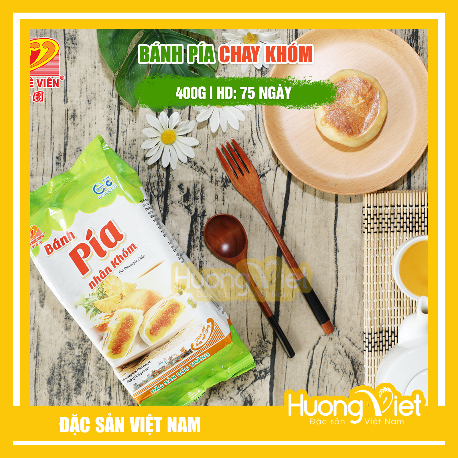 Đặc Sản Sóc Trăng - Bánh Pía Chay Khóm Không Sầu Riêng 400G, Bánh Pía Không Trứng Tân Huê Viên Sóc Trăng