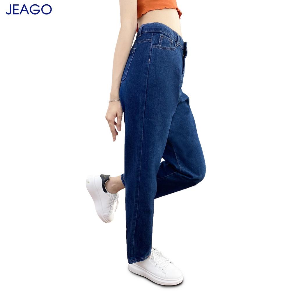 Quần Baggy nữ Lưng thun màu xanh đậm jeago