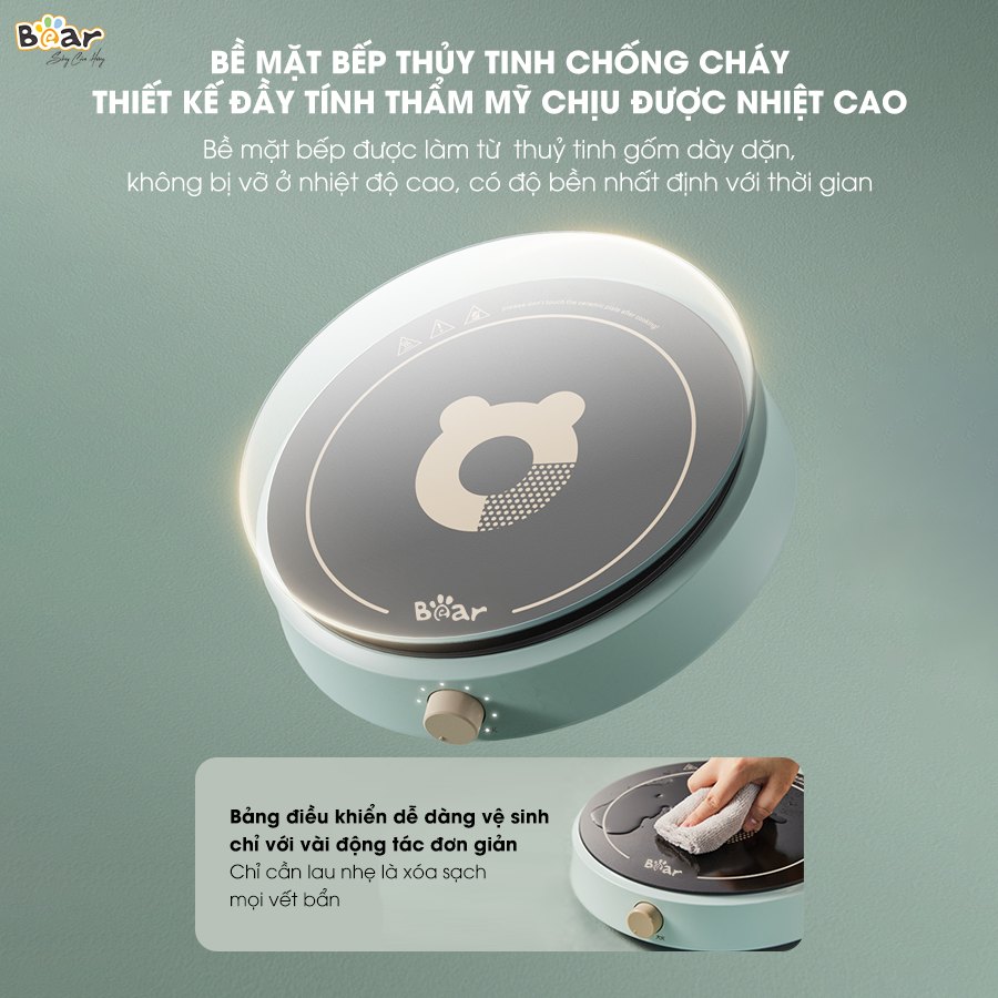 Bếp Điện Từ Bear Đa Năng 8 Mức Nhiệt Thích Hợp Đa Số Các Loại Nồi Mặt Bếp Làm Từ Gốm Thủy Tinh Cao Cấp SB-BT21W - Hàng Chính Hãng