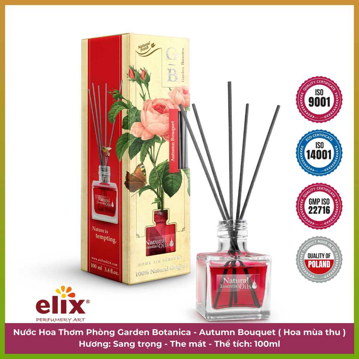 Nước hoa thơm phòng Elix - Garden Botanica - Hương Autumn Bouquet (Hoa mùa thu)