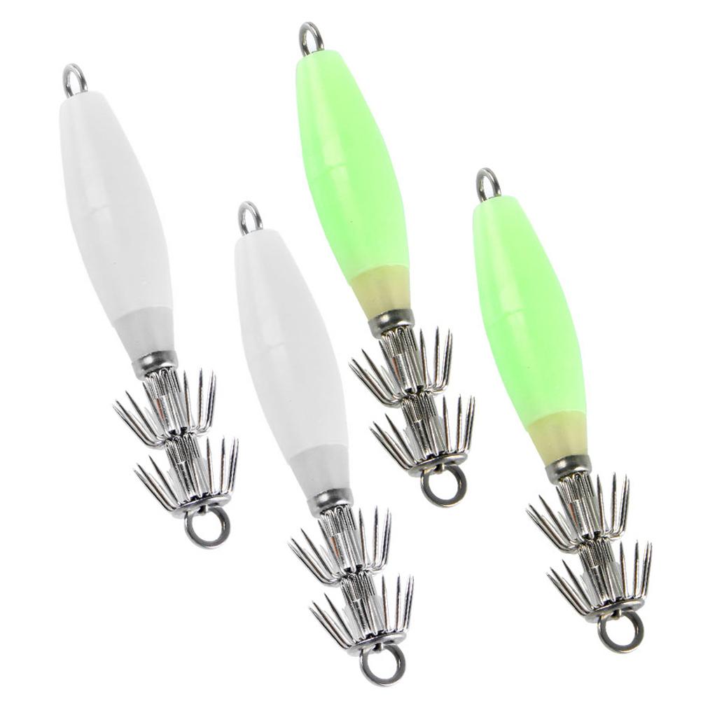 4pcs Shrimp Prawn Fishing Lures Squid Jigs Hooks Freshwater Saltwater Bait