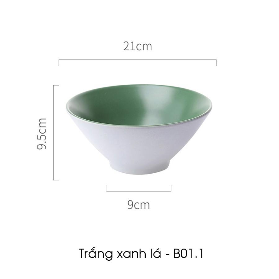 Bát tô ăn phở tô sứ ăn mì 21cm nhiều màu sắc