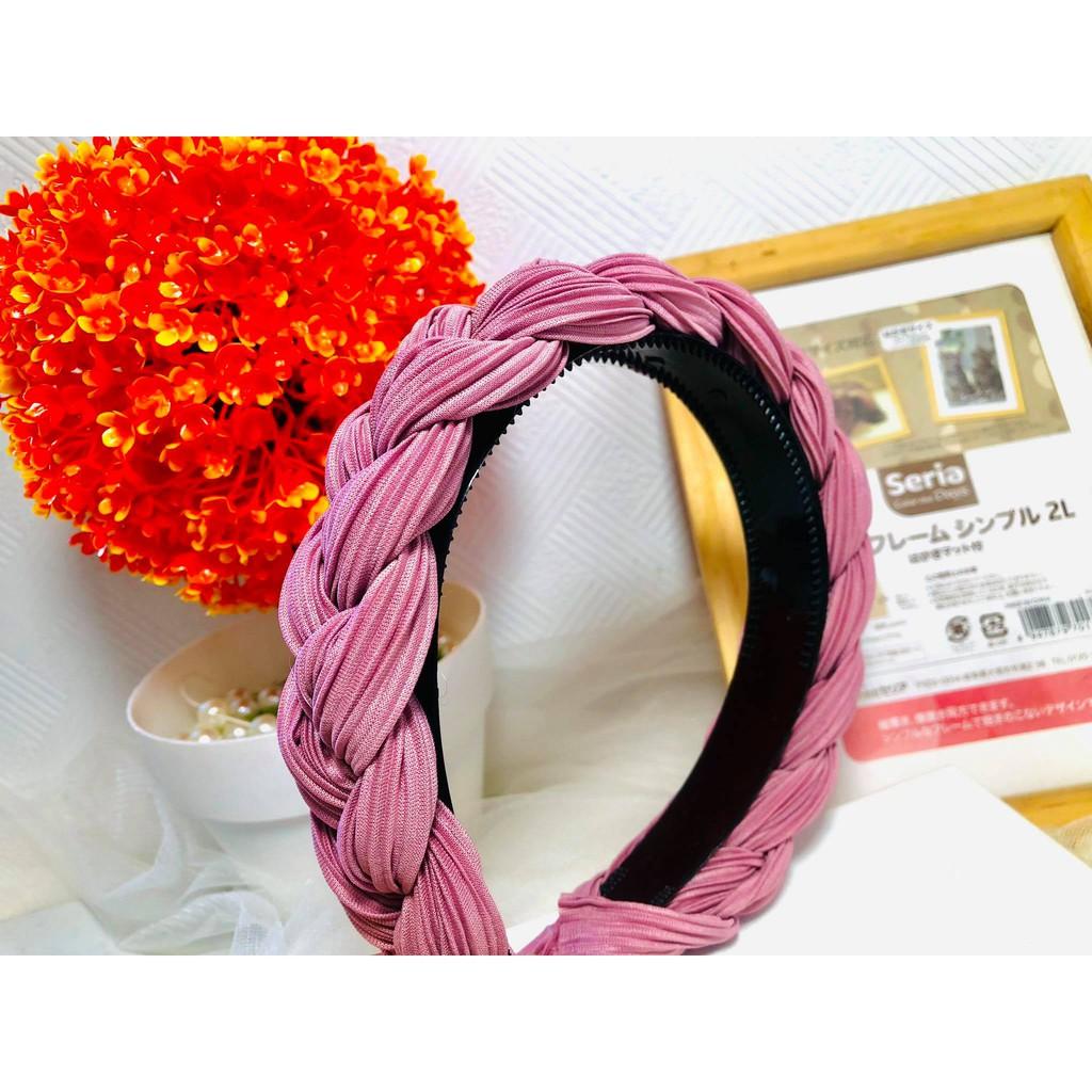 Băng Đô Cài Tóc Kiểu Bện Xoắn Màu Trơn Phong Cách Âu Mỹ Cho Nữ  TuLa94