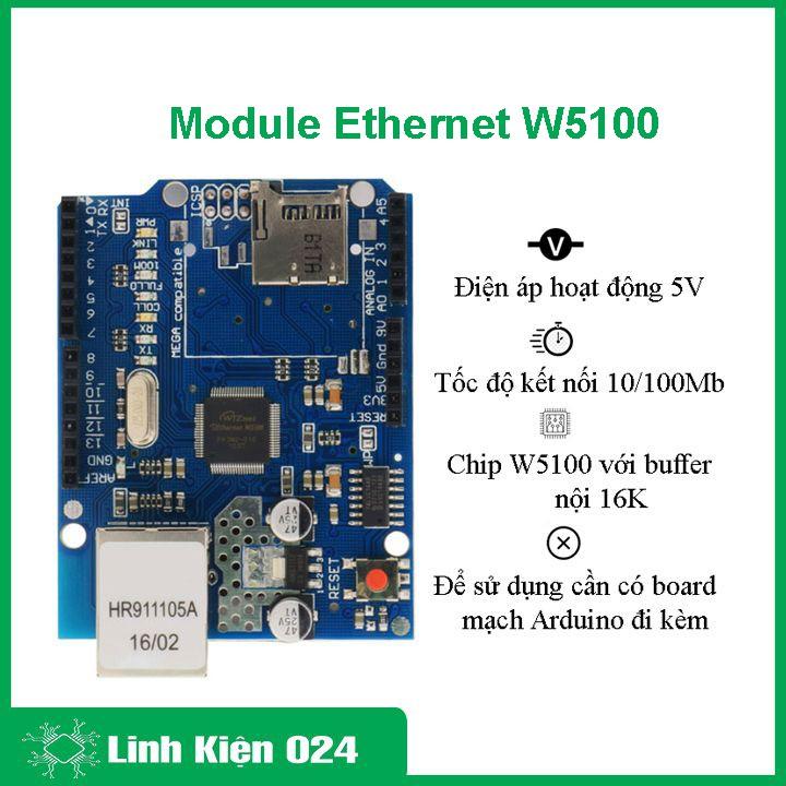 Module Ethernet W5100 chất lượng cổng SPI điện áp 5VDC