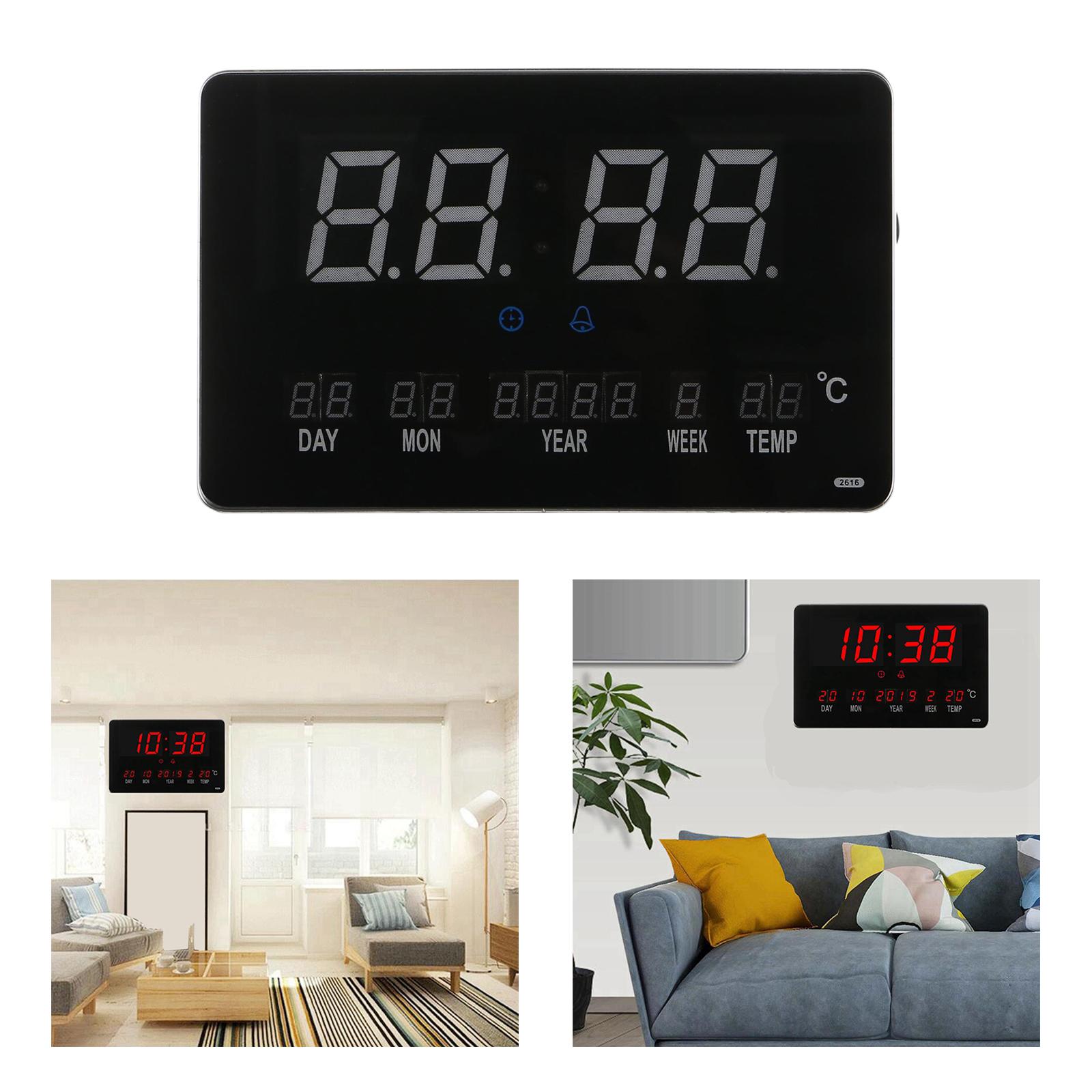 Desk Digital Alarm Clock Display Calender Temperature Bedroom Bedside Clock for Home Office Decor