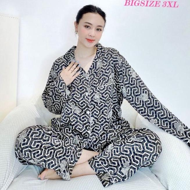 Đồ Bộ Pijama Tay Dài Chất Lụa LATIN Siêu Mềm Mượt Bigsize 3XL