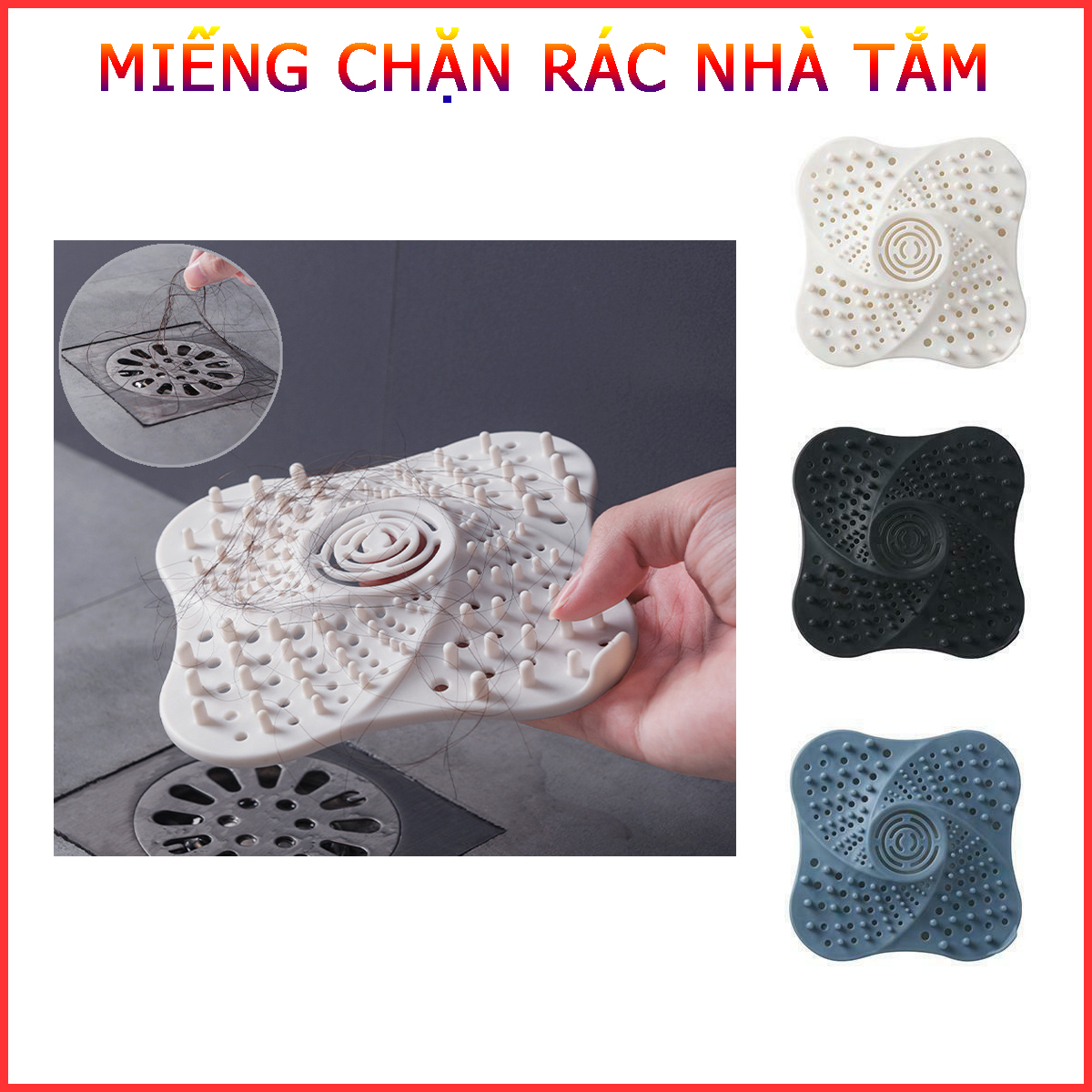 Dụng Cụ Chặn Tóc Chống Tắc Nắp Silicon Thoát Nước Sàn Nhà Tắm