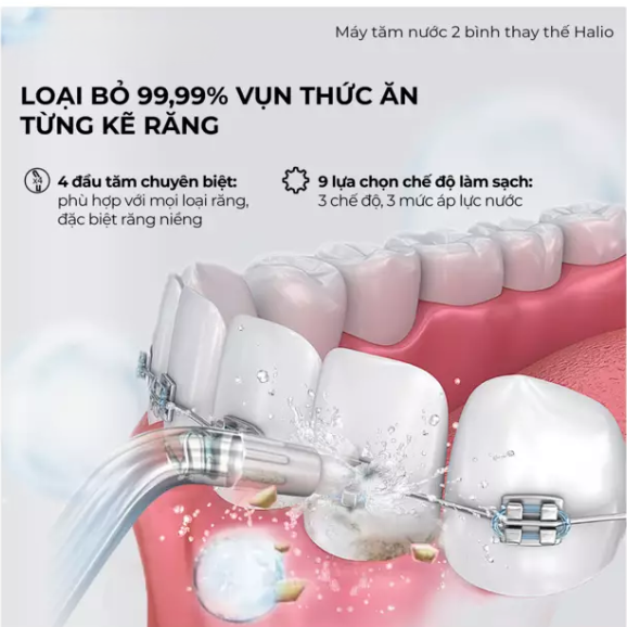 Máy Tăm Nước 2 Bình Thay Thế Halio UltraClean Express Hydro Floss Phiên Bản Nâng Cấp Dành Cho Răng Niềng