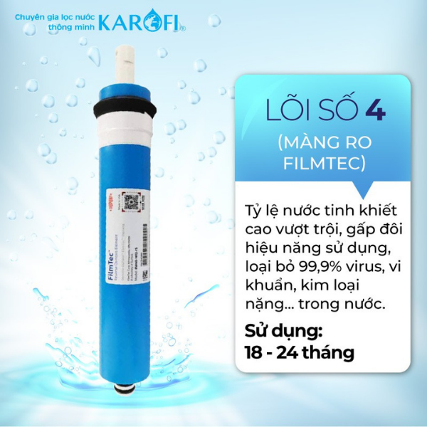 LÕI LỌC KAROFI SỐ 4 - MÀNG RO FILMTEC 50 (1812- 50) - Hàng Chính Hãng