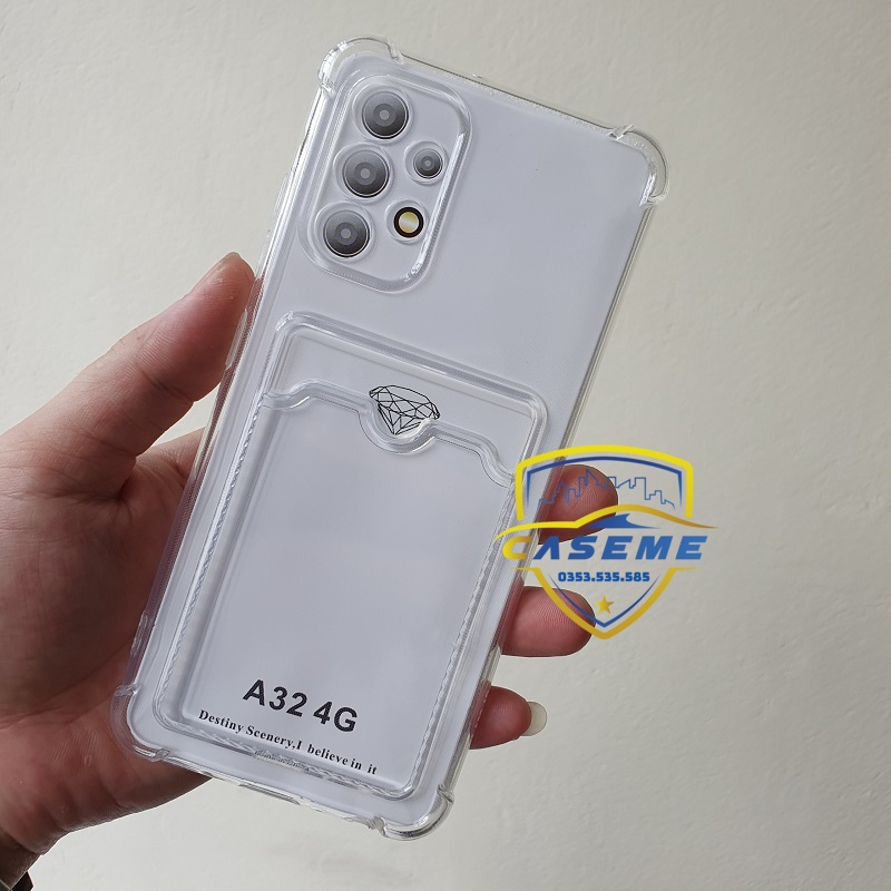 Ốp chống sốc dành cho Samsung Galaxy A32 4G silicon trong suốt cao cấp kèm ngăn ví đựng thẻ