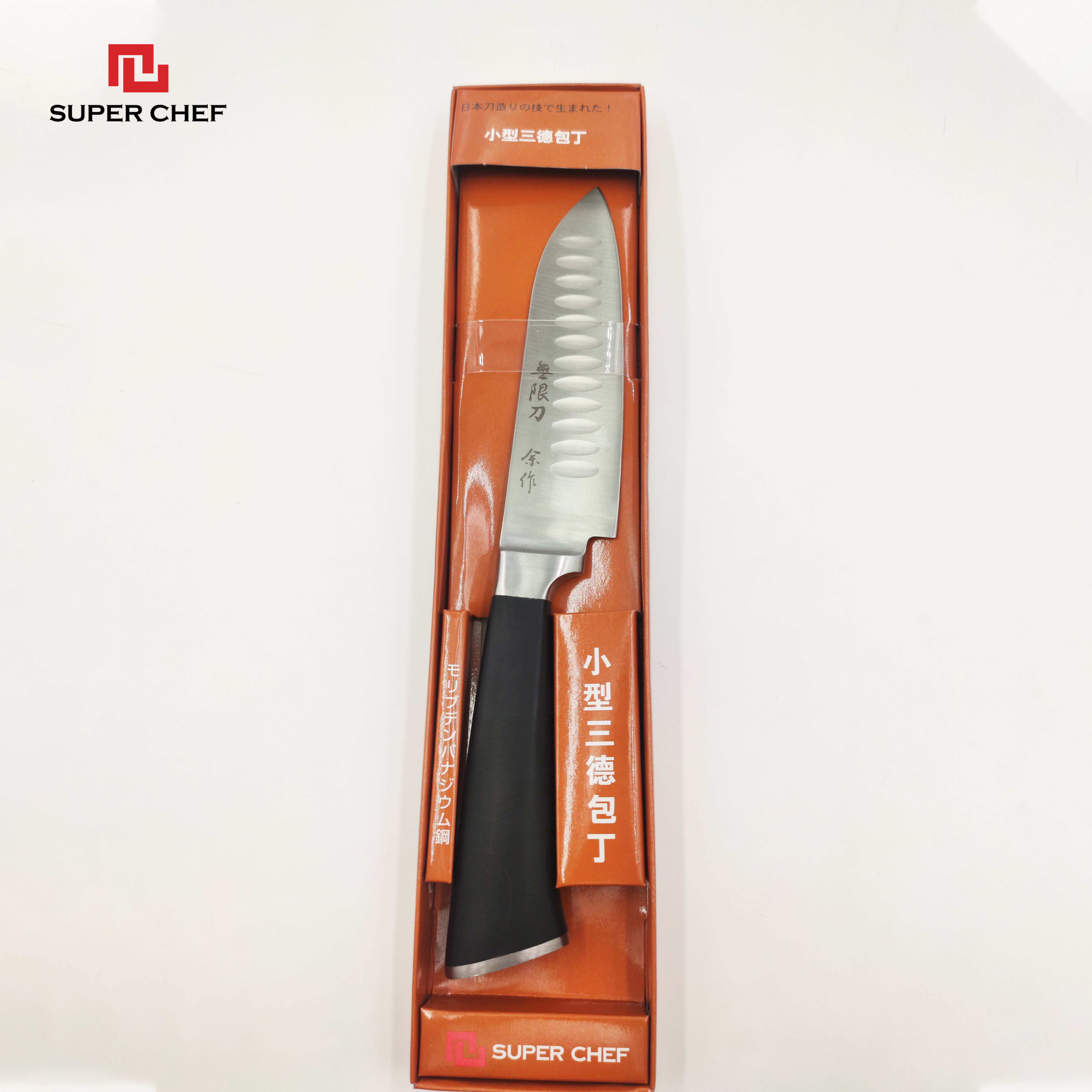 Dao Bếp Chống Dính Ngắn Santoku Chính Hãng Super Chef Công Nghệ Nhật Siêu Sắc Bén, Lâu Cùn, Lưỡi Thép Cao Cấp Không Gỉ Sét , An Toàn Sức Khỏe Siêu Tiện Lợi ( Lưỡi dài 13.5cm)