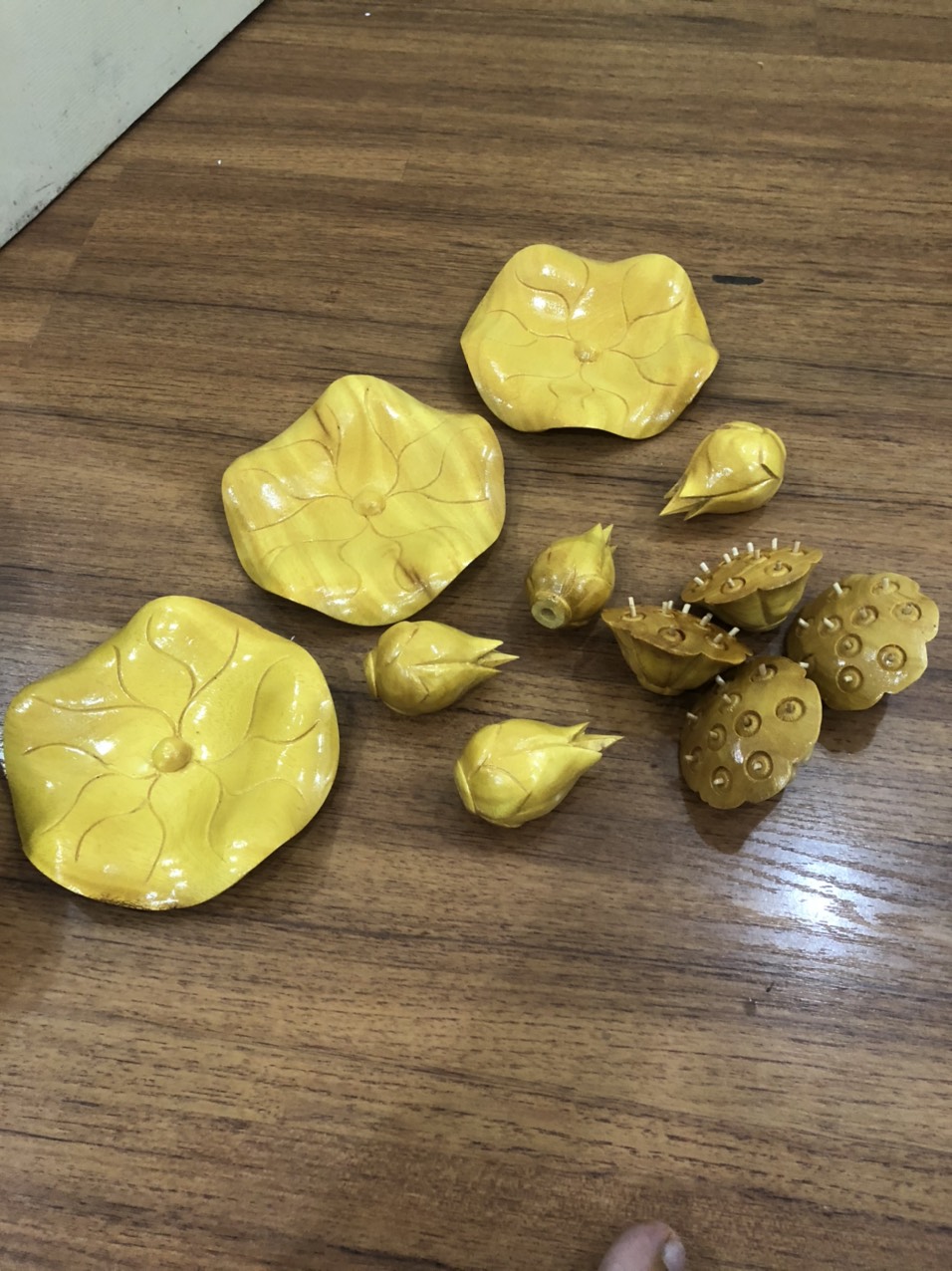 Hoa sen gỗ mít bình trơn 2 bình