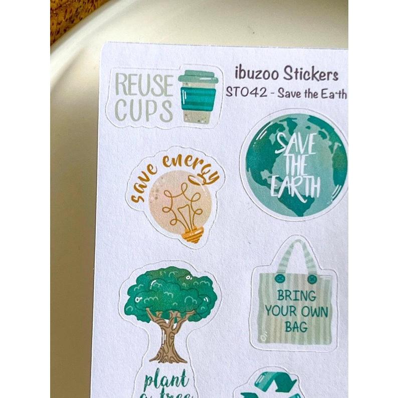 Sticker tự thiết kế - sticker sheet save the earth - hình dán sổ, nhật kí bullet journal - unim027