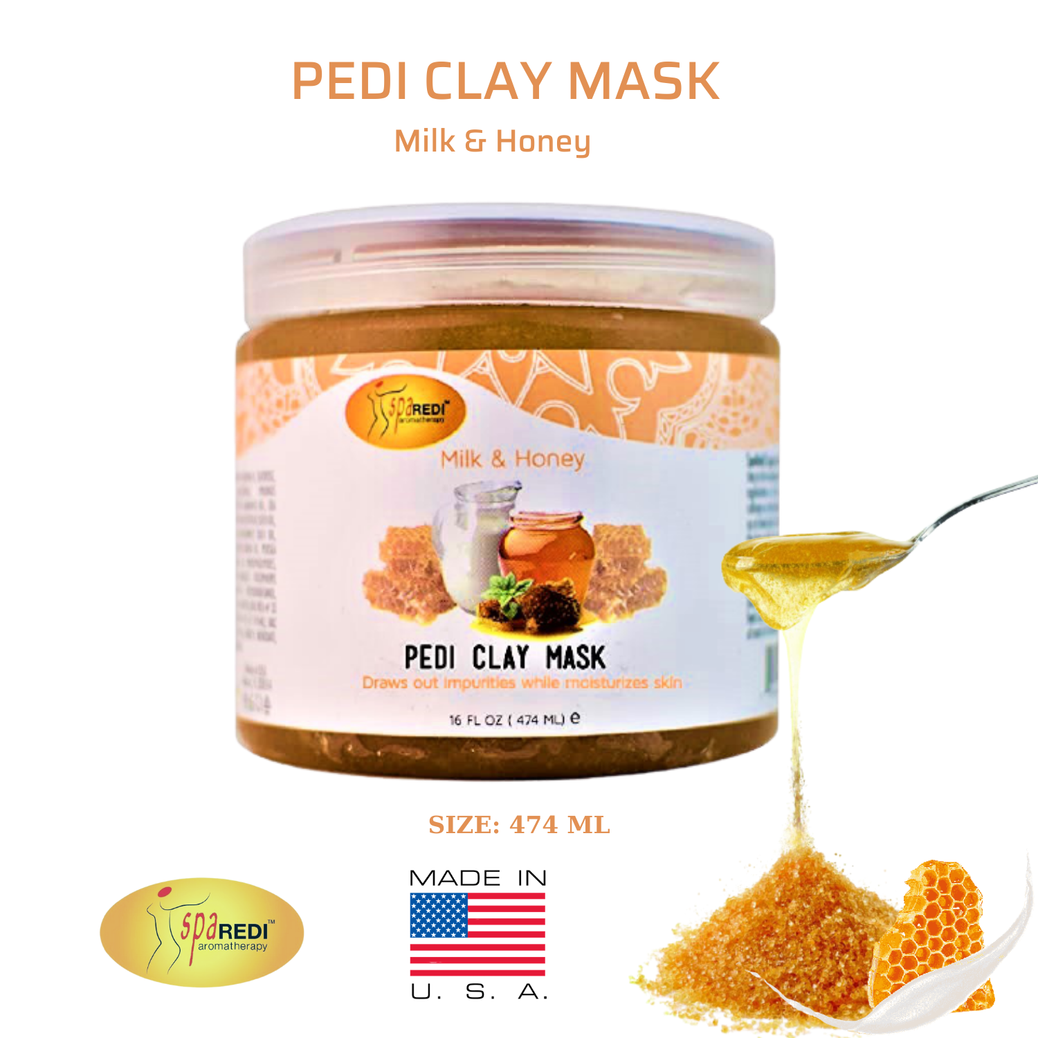 Măt nạ đất sét Pedi Clay Mask mùi Sữa Mật Ong 474 ml